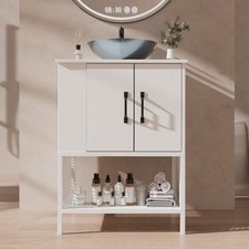 24 Small Bathroom Vanity w/ Tempered Glass Si...