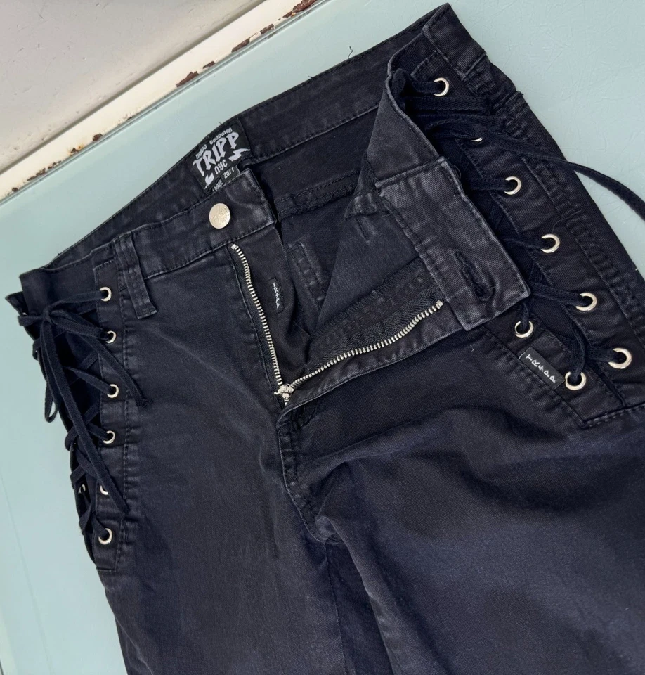 Tripp NYC Pants Womens 28/7 Lace Skinny Stretch Y2K Black Bondage Punk Goth Vamp - Image 3 of 4