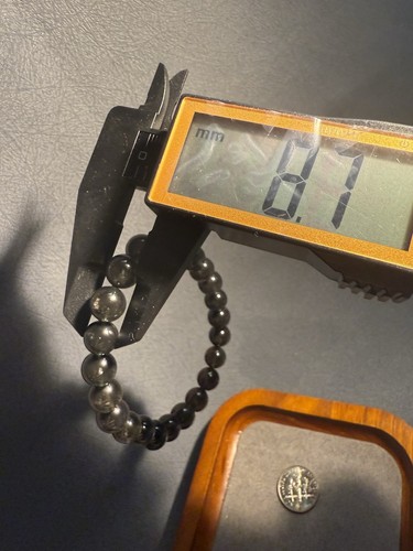 8,7 mm Authentisches Arizona Meteorit/Cintamani Elastisches Armband/ca. 8,7 mm Perlen - Bild 10 von 10