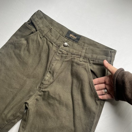 DEUS olive army green mens cotton slim straight leg pants - Foto 2 di 6