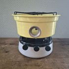 Vtg.Enamelware Stove Kerosene 3-wick Enamel camping cooker Paraffin Yellow White