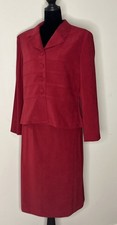 VTG Jessica Howard Red Matching Skirt Jacket Set 12 Petite Career Co-ord
