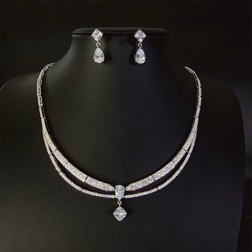 Swarovski Zirkonia Braut Hochzeit Halskette und Ohrringe Set - Bild 6 von 6