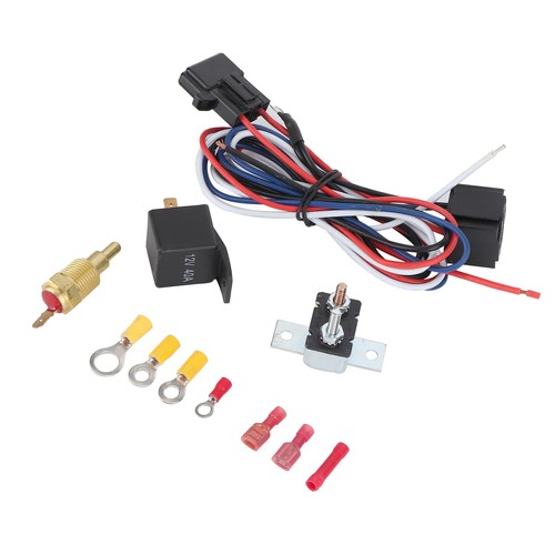 Car Radiator Cooling Fan Relay Kit Thermostat Temperature Switch Automobile - Picture 2 of 18