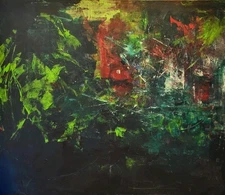 "Church In The Forest" Large Acrylic On Canvas Minimalist Piece Painting