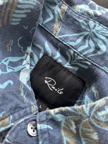 Rails Linen Blend Shirt Men’s L Surfer Palms Graphic Short Sleeve - Picture 6 of 7