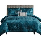 Madison Park Lee Crinkle Velvet 5 Pc Comforter Set Teal King/California King