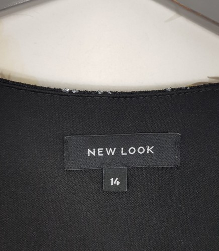 New Look Black & Silver Glitter Animal Print Long SleeveDress Size 14 - Picture 8 of 10