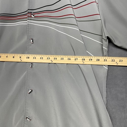 ODO Shirt Men's Large Gray Striped Short Sleeve Penguin Button Front Classic - Picture 7 of 8