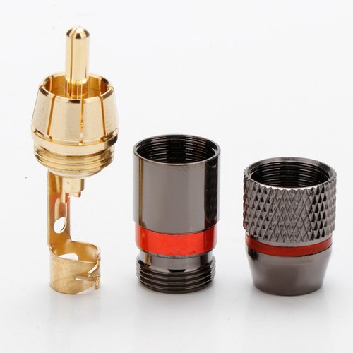 4pcs Gold Plated HiFi RCA Plug Male Double Lock HIFI Audio Cable Connector 6mm - Picture 12 of 13