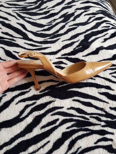 Jimmy Choo Nude Heels Slingback Mules Beige Camel Leather Size 3.5 EU 36.5 - Picture 7 of 18