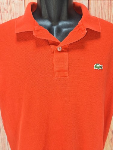 Lacoste Boys Slim Fit Polo Shirt Orange Cotton Short Sleeve Large - Picture 3 of 8