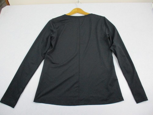 Under Armour Shirt Womens Large Black Mesh Base Layer Athletic Thumb Holes Logo - Picture 4 of 8