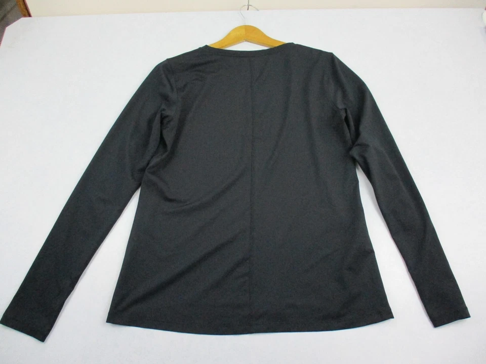 Under Armour Shirt Womens Large Black Mesh Base Layer Athletic Thumb Holes Logo - Image 4 of 4