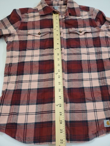 Carhartt Size Small (4-6) Red Flannel Plaid Long Sleeve Button Down Shirt - Picture 7 of 12