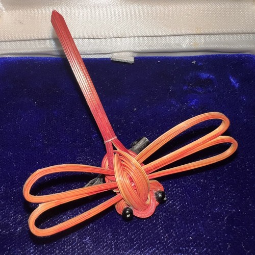Vintage handgefertigte Libelle Brosche - geflochtenes Schilf - Bild 4 von 4