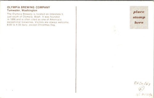 Vintage Postcard Aerial View Olympia Brewing Company Tumwater Washington WA 2447 - Picture 2 of 2