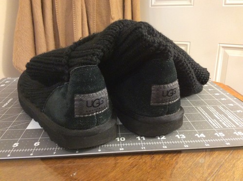 UGG Classic Cardy Knit Tall Sweater Boots Women 9 40 Black Button 5819 - Picture 5 of 9