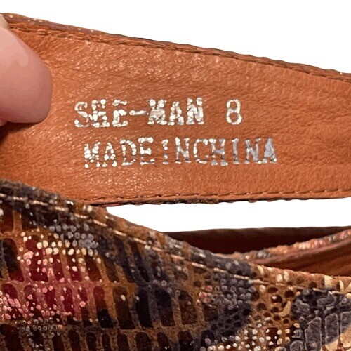 Sandalia de cuña Jeffrey Campbell She‐Man EE. UU. 8 multicolor piel de serpiente plataforma recortada - Imagen 12 de 13