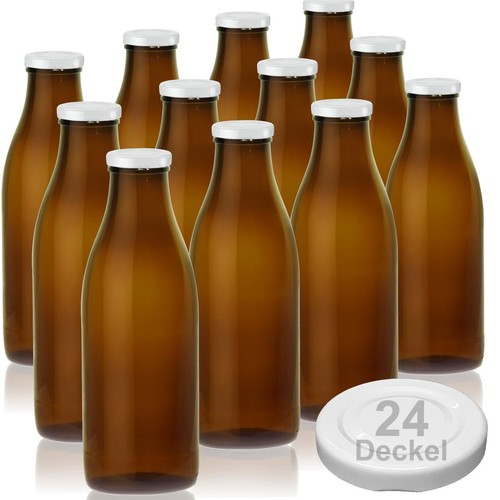 Milchflasche 1L Saftflasche 1000ml Glas Flasche leer mit Deckel BPA frei - Bild 21 von 22