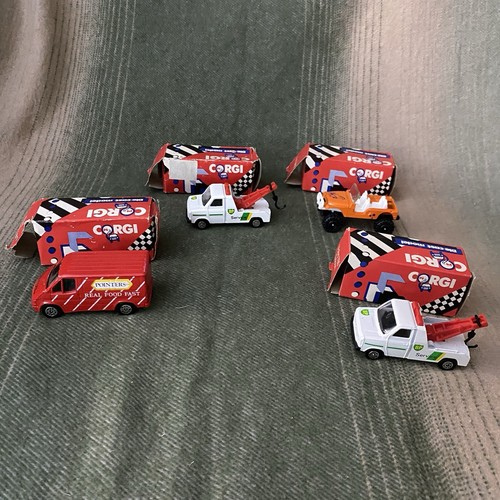 Corgi Juniors Vintage 1985 Giocattoli Die cast Cars X4 Boxato BP Camion 4x4 Jeep Transit - Foto 1 di 16