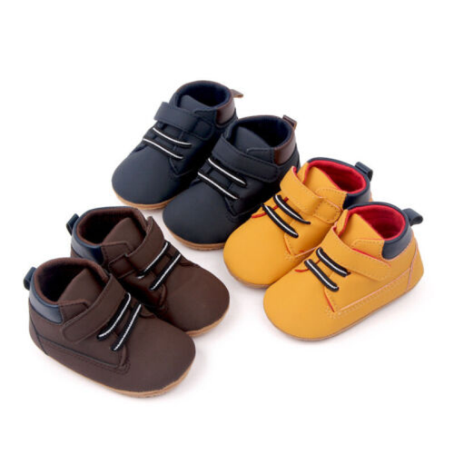 Newborn Baby Boy Pram Shoe Infant First Step Trainers Rubber High Top Boots 0-18 - Picture 2 of 13