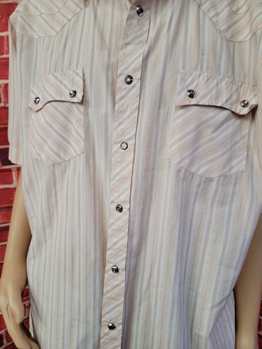 MAXINI Premium Western Men's Cowboy SS Shirt 2XL Striped RARE Snap Button #WM1 - Picture 4 of 12