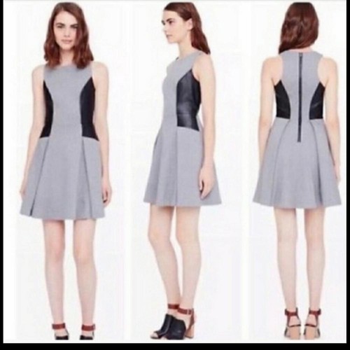 Vestido Club Monaco Gris Negro Imitación Cuero Elegante Mini Barbiecore Lujo - Imagen 9 de 9