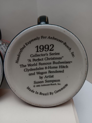 Set of 2 1992 Anheuser Busch Budweiser Clydesdale Steins "A Perfect Christmas" - Picture 11 of 11