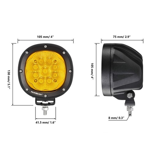 AUXBEAM 4" LED Work Fog Light Amber/White Flood Offroad Driving Light Universal - Picture 12 of 14