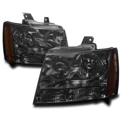 07-14 Chevy Suburban Tahoe Avalanche Replacement Headlights – Black Housing Smoke Lens