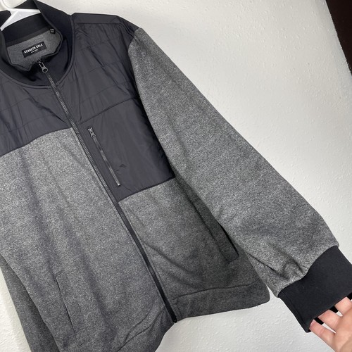 Kenneth Cole Herren Jacke mit durchgehendem Reißverschluss Vlies gefüttert grau schwarz Polyester Größe XXL - Bild 3 von 8