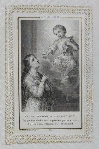 38955 Holy card - Santino merlettato 0794 - La contemplation de l'enfant Jésus