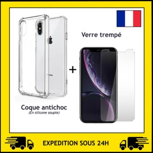 COQUE ANTI CHOC + PROTECTION VERRE TREMPE APPLE IPHONE X / XS / XS MAX / XR