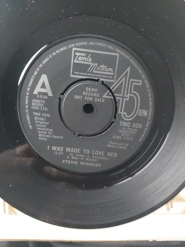 STEVIE WONDER I WAS MADE TO LOVE HER UK DEMO PROMO NORTHERN TMG 959 / MINT LTD - Picture 2 of 2