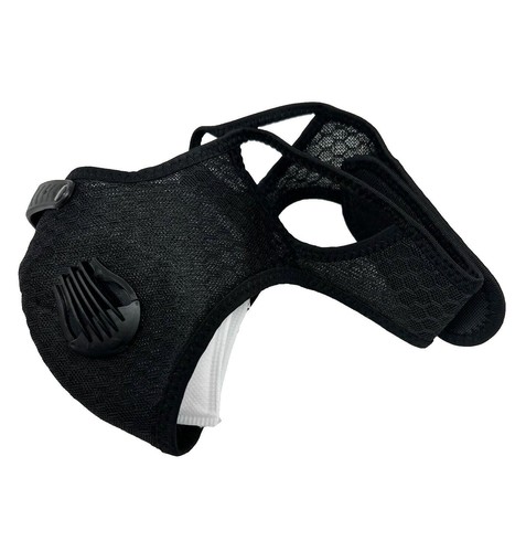 Schwarze Mesh Gesichtsmaske - Doppelte Atemventile + Filter für Sport Staub Pollen - Bild 1 von 8