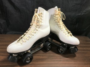 Riedell-Women-7-5-Roller-Skates-White-VTG-Artistic-amp-Metaflex-Easyrider-039-s-Wheels