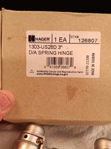 Nuevo en caja Hager superficie completa bisagra de resorte de doble acción 3" 126807 envío rápido gratuito - Imagen 3 de 3