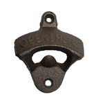 Rustic Open Here Beer Soda Bottle Opener Cast Iron Wall Mounted Antique Style