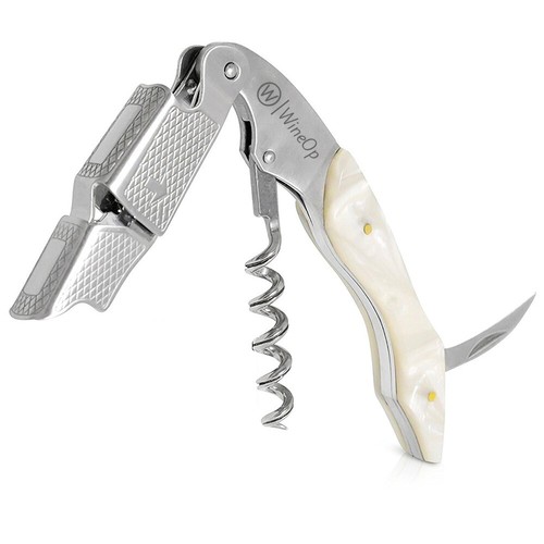 2 Packungen Doppelklappbarer Weinflaschenöffner Korkenzieher Schlüssel Edelstahl (braun & weiß) - Bild 13 von 17