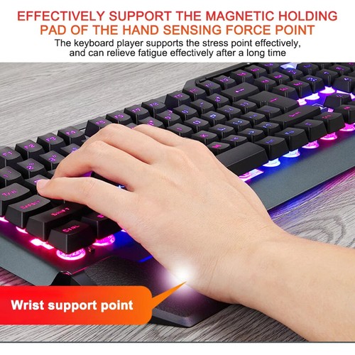 Gaming Keyboard RGB LED Backlight Plug and Play White/Black Waterproof Keycaps - Picture 3 of 23