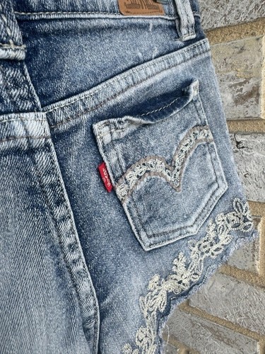 Levi's Shorty Short Girls Denim Shorts Lace Crochet Girl's Size 14. - Picture 5 of 7