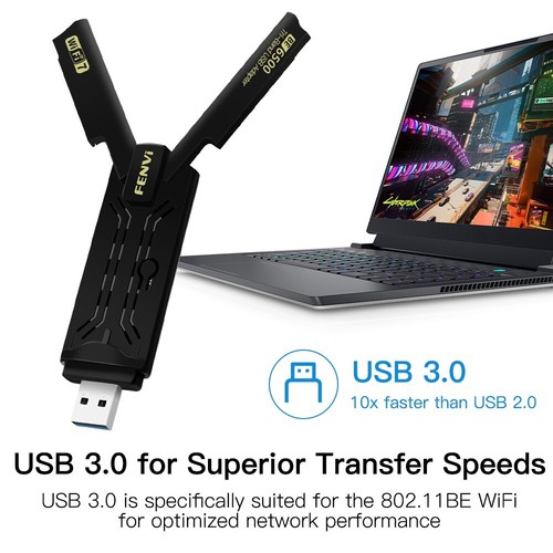 FENVi WiFi 7 USB Adapter Tri-Band BE6500 Dongles Wireless USB Card for Win 10/11 - 第 5/6 張圖片