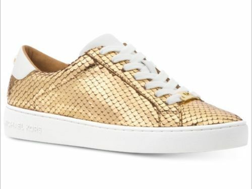 Michael Kors IRVING Metallic Embossed Leather Lace Up Sneakers 7.0, 6.5 - Picture 3 of 4