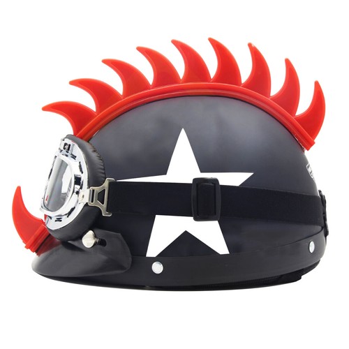 Motorcycle Helmet Mohawk Spikes Rubber Sticker Decal + Reflective 3M Stick - Picture 2 of 13