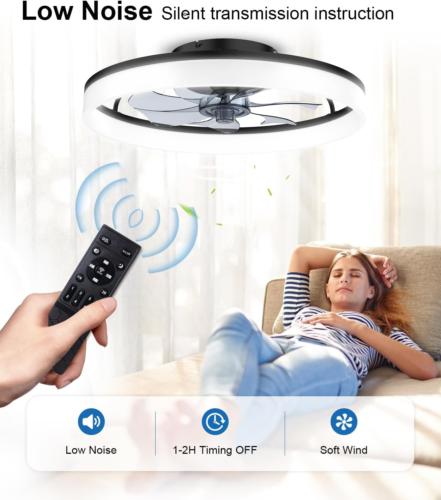 Ceiling Fans with Lights and Remote, 20"Modern Low Profile Ceiling Fan with Ligh - Picture 5 of 7
