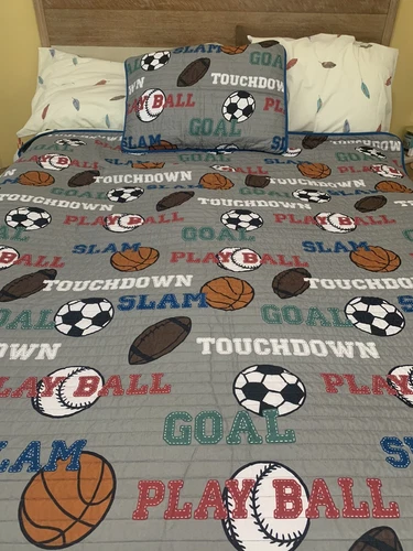 Little Dreamers All Sports Themed Twin Reversible Comforter With Matching Sham