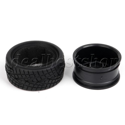 4 x Rubber Pattern Tyres Plastic Wheel Rims Black for RC1:10 On Road Car - Picture 6 of 9