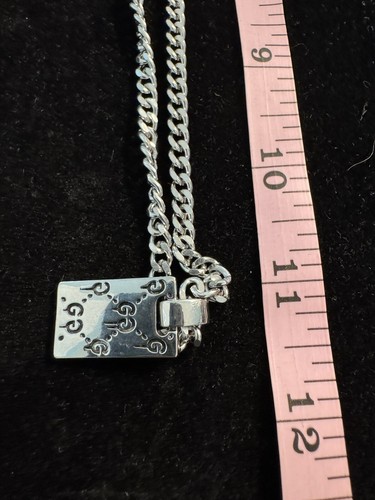 AUTH GUCCI Men’s Ghost LOGO Silver Pendant Necklace Pre-Owned NICE 22in NICE - Picture 9 of 9
