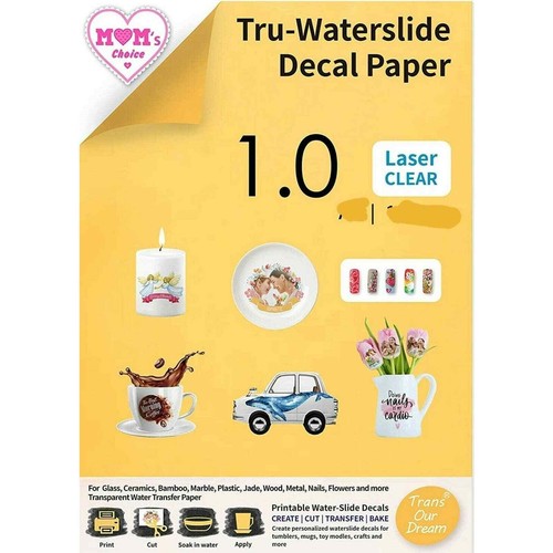 Print Waterslide Decal Paper CLEAR 22 Sheets 8.5x11 Water Slide Transfer - 第 1/6 張圖片